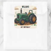 キッズレトロ男クールの子トラクター最初の1歳の誕生日 スクエアシール (バッグ)