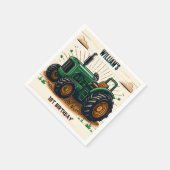 キッズレトロ男クールの子トラクター最初の1歳の誕生日 スタンダードカクテルナプキン (角)