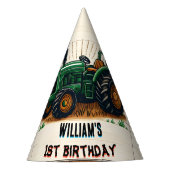 キッズレトロ男クールの子トラクター最初の1歳の誕生日 パーティーハット (正面)