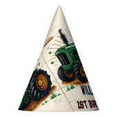 キッズレトロ男クールの子トラクター最初の1歳の誕生日 パーティーハット (左)