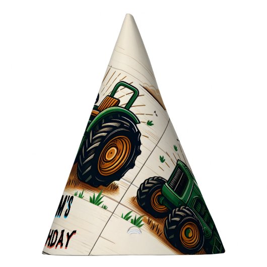 キッズレトロ男クールの子トラクター最初の1歳の誕生日 パーティーハット (右)