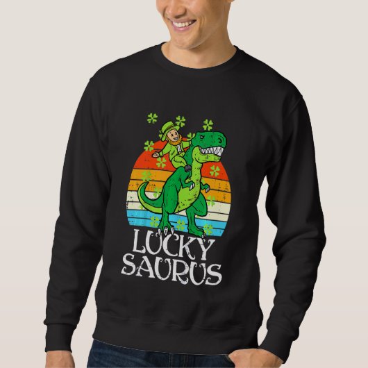 キッズレプレシャントレックスLuckysaurus TSt patricks day スウェットシャツ (正面)