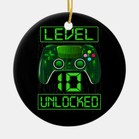 キッズレベル10アンロックおもしろいビデオゲーマー10th セラミックオーナメント (正面)