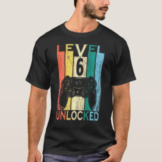キッズレベル6ロック解除レトロビデオゲーマー6th誕生日 tシャツ