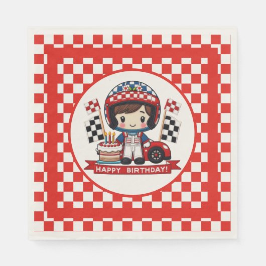 キッズレーサードライバー誕生日 スタンダードランチョンナプキン (正面)