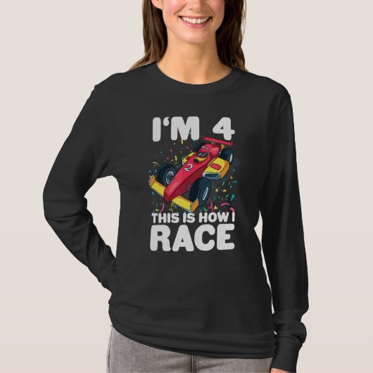 キッズレーシングカー4th誕生日4 Four Toddler Formul Tシャツ (正面)