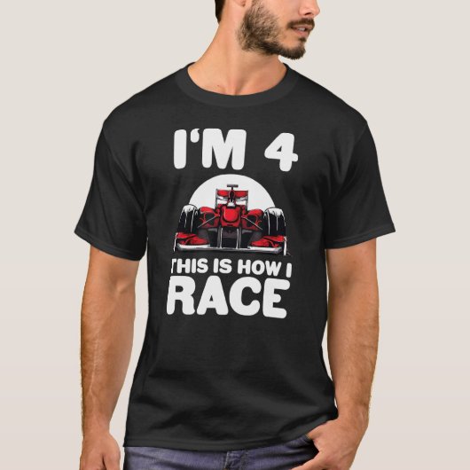 キッズレーシングカー4th誕生日4 Four Toddler Formul Tシャツ (正面)