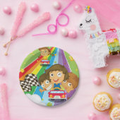 キッズレースオンアレインボー紙プレート ペーパープレート (パーティー)