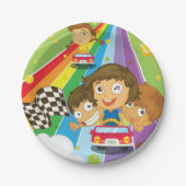 キッズレースオンアレインボー紙プレート ペーパープレート (正面)