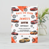 キッズレースオンオーバースピードレーシングカー誕生日 招待状 (スタンド正面)