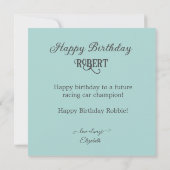 キッズレースカー玩具お誕生日ケーキ カード (裏面)