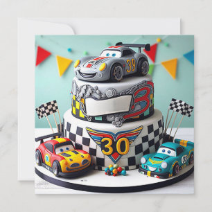 キッズレースカー玩具お誕生日ケーキ カード