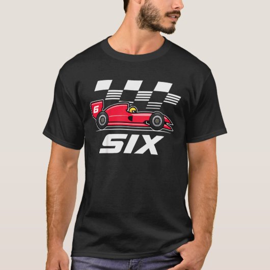 キッズレースカー6誕生日少年6 6歳の少年 Tシャツ (正面)