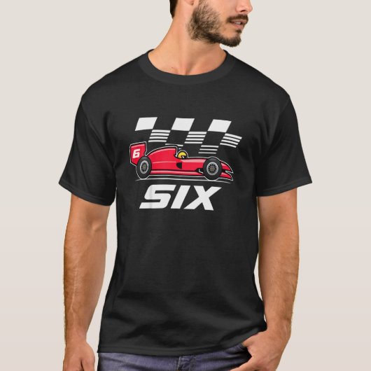 キッズレースカー6誕生日少年6 6歳の少年 Tシャツ (正面)