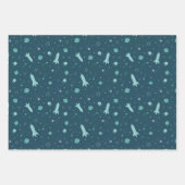 キッズロケット船から宇宙旅行土星惑星 ラッピングペーパーシート (正面3)