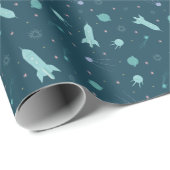 キッズロケット船から宇宙旅行土星惑星 ラッピングペーパー (ロールコーナー)