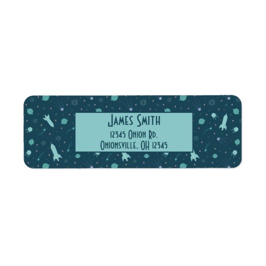 キッズロケット船から宇宙旅行土星惑星 ラベル (正面)