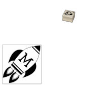 キッズロケット船かわいいモノグラムイニシャル ラバースタンプ (押印)