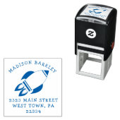 キッズロケット船かわいい差出人住所スタンプ セルフインキングスタンプ (インサイチュ)