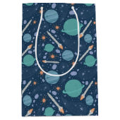 キッズロケット船ジュピター土星惑星スター ミディアムペーパーバッグ (正面)