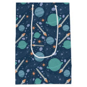 キッズロケット船ジュピター土星惑星スター ミディアムペーパーバッグ (裏面)