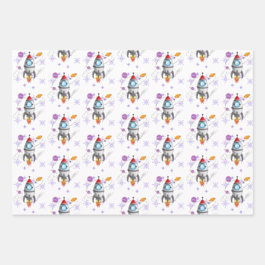 キッズロケット船宇宙旅行 ラッピングペーパーシート (正面)