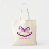 キッズロッキングウマパープルイエローライブラリーバッグ トートバッグ (正面)