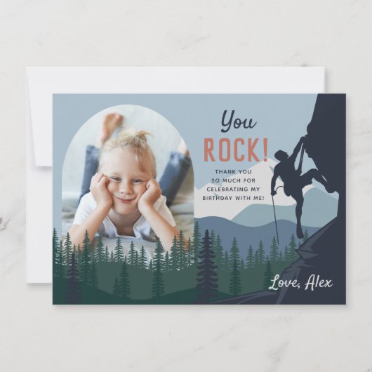 キッズロッククライミング誕生日写真 サンキューカード (正面)