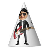 キッズ🎸🤣ロックスター誕生日ギターファンキーおもしろい パーティーハット (正面)