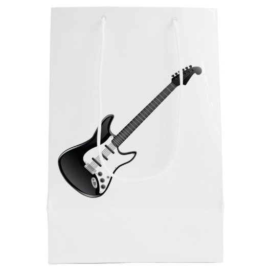 キッズ🎸🤣ロックスター誕生日ギターファンキーおもしろい ミディアムペーパーバッグ (裏面)