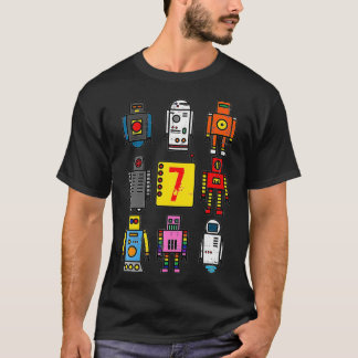 キッズロボット第7誕生日レトロロボットNUMBE Tシャツ