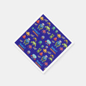 キッズロボット誕生日パーティーブルーおもしろいマンガ スタンダードカクテルナプキン (角)