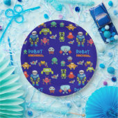 キッズロボット誕生日パーティーブルーおもしろいマンガ ペーパープレート (パーティー)