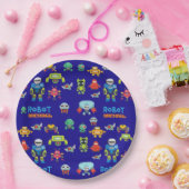 キッズロボット誕生日パーティーブルーおもしろいマンガ ペーパープレート (パーティー)