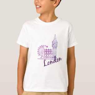 キッズロンドンTシャツビッグベン&ロンドンアイ土産 Tシャツ