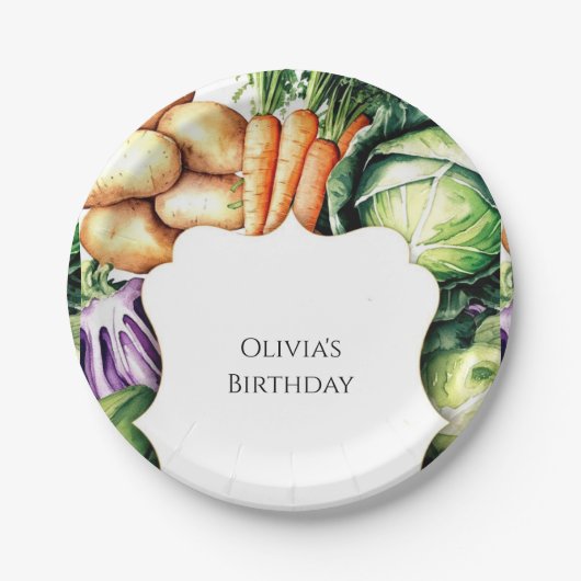 キッズローカル栽培農家市場誕生日 ペーパープレート (正面)