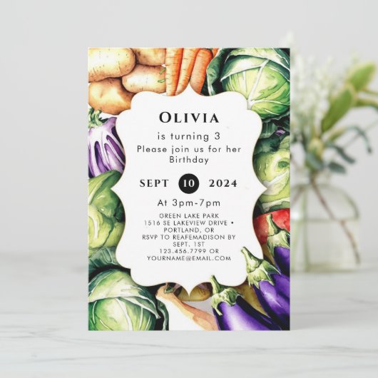 キッズローカル栽培農家市場誕生日 招待状 (スタンド正面)