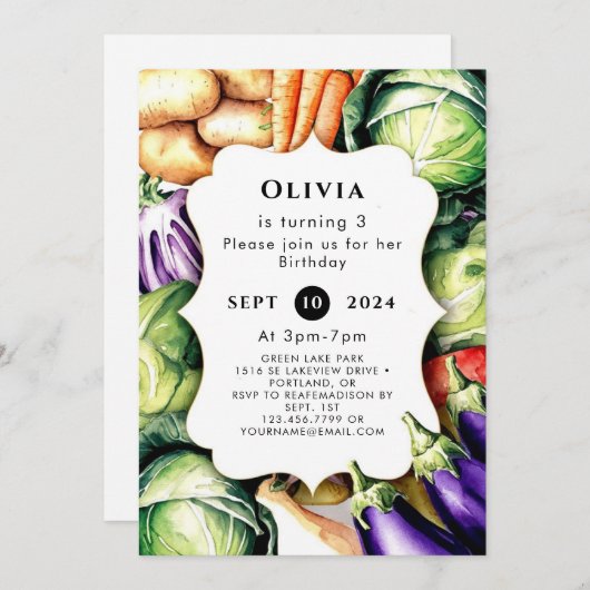 キッズローカル栽培農家市場誕生日 招待状 (正面/裏面)