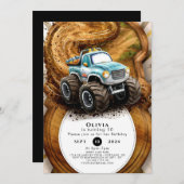 キッズロードお洒落モンスタートラック誕生日 招待状 (正面/裏面)