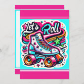 キッズローパーソナライズされたラースケートで滑るパーティの招待状 招待状 (正面/裏面)