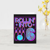 キッズローライン6ボーリングボウリングをする人、 クリケットの投手第6誕生日パー カード (黄色い花)