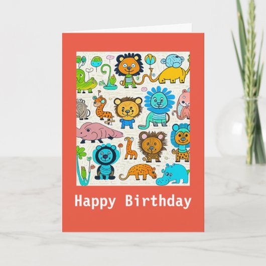 キッズワイルドアニマル誕生日カード カード (正面)