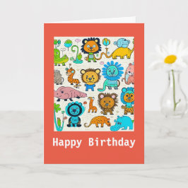 キッズワイルドアニマル誕生日カード カード