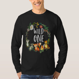 キッズワイルドワン動物園誕生日サファリジャングルアニマルフー Tシャツ
