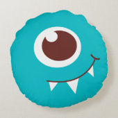 キッズワンフレンドリー目エイリアンアクアブルー ラウンドクッション (裏面)