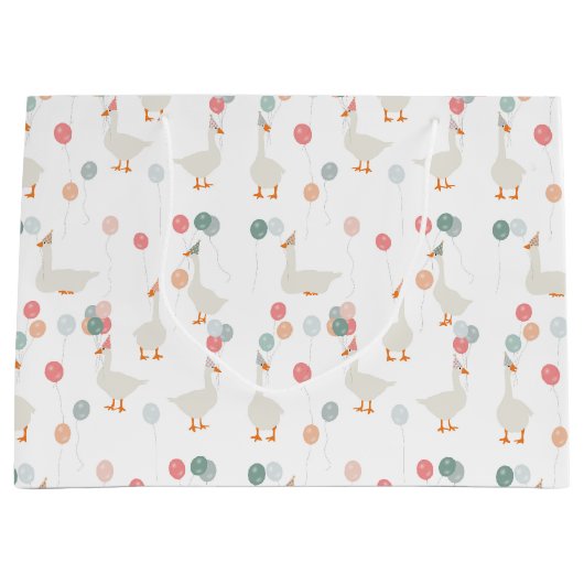 キッズワン間抜けガチョウかわいい誕生日パーティー ラージペーパーバッグ (正面)
