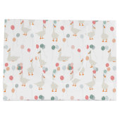 キッズワン間抜けガチョウかわいい誕生日パーティー ラージペーパーバッグ (裏面)