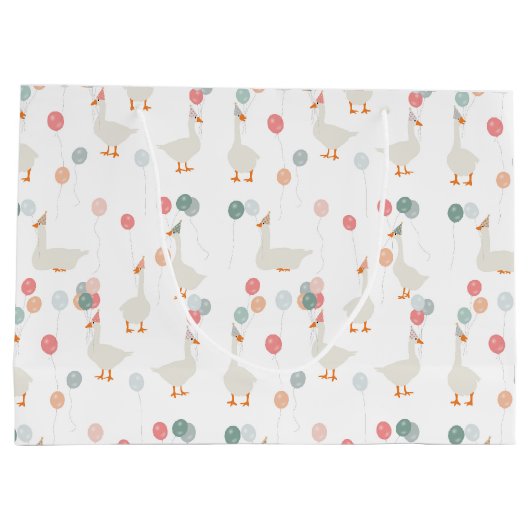 キッズワン間抜けガチョウかわいい誕生日パーティー ラージペーパーバッグ (裏面)