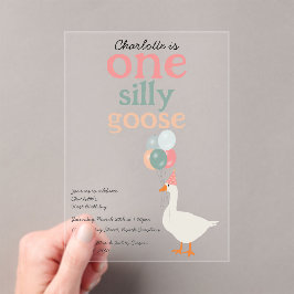 キッズワン間抜けグース1stかわいい誕生日パーティー アクリル招待状