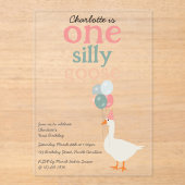 キッズワン間抜けグース1stかわいい誕生日パーティー アクリル招待状 (正面)